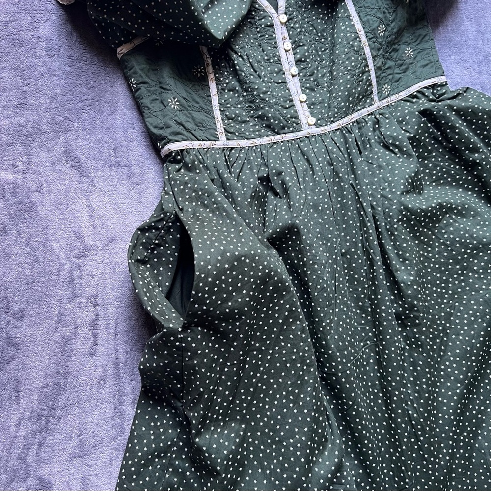 NEW Madewell Simi Patchwork Mini Dress Sz 2 Green White Boho Garden Puff Sleeve - Picture 14 of 16